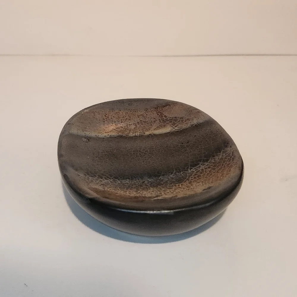 Ceramic Bronze/Brown Painted and Glazed Soap Dish